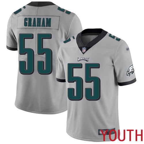 Youth Philadelphia Eagles #55 Brandon Graham Limited Silver Inverted Legend NFL Jersey Football->youth nfl jersey->Youth Jersey